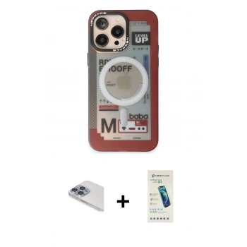 MARSİLYAN™- iPhone 13 Pro Max Kılıf Siluet Modern Koleksiyonu - Şeffaf Pasifik Cam Ekran Koruyucu + Pers Alüminyum Kamera Lens - SABE
