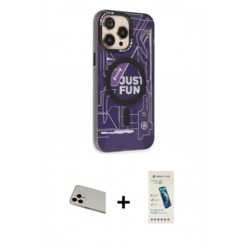 MARSİLYAN™- iPhone 13 Pro Max Kılıf Siluet Modern Koleksiyonu - Şeffaf Pasifik Cam Ekran Koruyucu + Rainbow Kamera Lens Koruma Cam - REGD