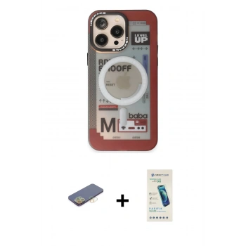 MARSİLYAN™- iPhone 13 Pro Max Kılıf Siluet Modern Koleksiyonu - Şeffaf Pasifik Cam Ekran Koruyucu + Renkli Kamera Lens Koruma Cam - SI