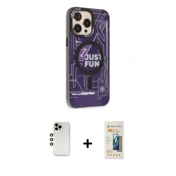 MARSİLYAN™- iPhone 13 Pro Max Kılıf Siluet Modern Koleksiyonu - Siyah 6D Mat Seramik Hayalet Nano Ekran Koruyucu + Shine Kamera Lens - GD