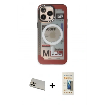 MARSİLYAN™- iPhone 13 Pro Max Kılıf Siluet Modern Koleksiyonu - Siyah 6D Mat Seramik Hayalet Nano Ekran Koruyucu + Rainbow Kamera Lens Koruma Cam - REGD