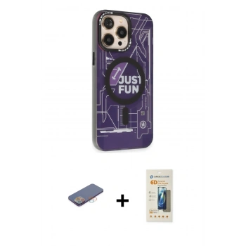 MARSİLYAN™- iPhone 13 Pro Max Kılıf Siluet Modern Koleksiyonu - Siyah 6D Mat Seramik Hayalet Nano Ekran Koruyucu + Renkli Kamera Lens Koruma Cam - PE