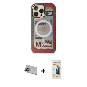 MARSİLYAN™- iPhone 13 Pro Max Kılıf Siluet Modern Koleksiyonu - Siyah 6D Mat Seramik Hayalet Nano Ekran Koruyucu + Rainbow Kamera Lens Koruma Cam - MI