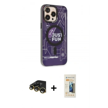 MARSİLYAN™- iPhone 13 Pro Max Kılıf Siluet Modern Koleksiyonu - Siyah 6D Mat Seramik Hayalet Nano Ekran Koruyucu + Raze Metal Kamera Lens - GD