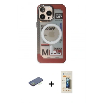 MARSİLYAN™- iPhone 13 Pro Max Kılıf Siluet Modern Koleksiyonu - Siyah 6D Mat Seramik Hayalet Nano Ekran Koruyucu + Renkli Kamera Lens Koruma Cam - YL