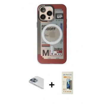 MARSİLYAN™- iPhone 13 Pro Max Kılıf Siluet Modern Koleksiyonu - Siyah 6D Mat Seramik Hayalet Nano Ekran Koruyucu + Pers Alüminyum Kamera Lens - SABE