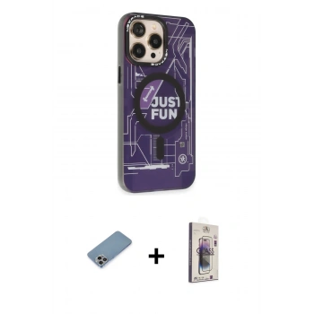 MARSİLYAN™- iPhone 13 Pro Max Kılıf Siluet Modern Koleksiyonu - Siyah Bilvis 3D Cam Ekran Koruyucu + Shine Kamera Lens Koruma Cam - GI
