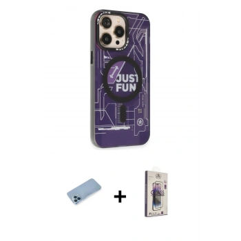 MARSİLYAN™- iPhone 13 Pro Max Kılıf Siluet Modern Koleksiyonu - Siyah Bilvis 3D Cam Ekran Koruyucu + Shine Kamera Lens Koruma Cam - MI