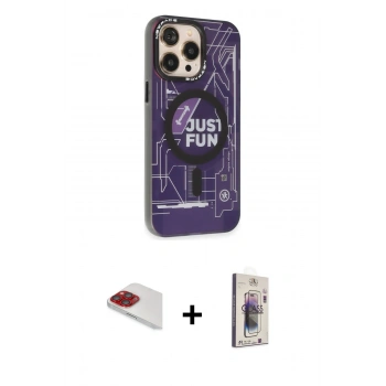 MARSİLYAN™- iPhone 13 Pro Max Kılıf Siluet Modern Koleksiyonu - Siyah Bilvis 3D Cam Ekran Koruyucu + Pers Alüminyum Kamera Lens - KI