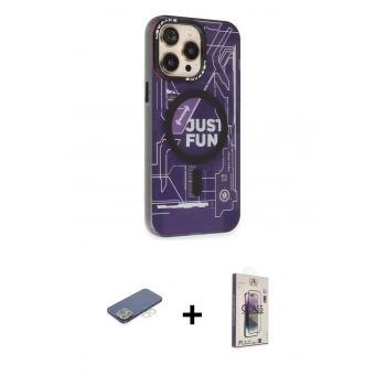 MARSİLYAN™- iPhone 13 Pro Max Kılıf Siluet Modern Koleksiyonu - Siyah Bilvis 3D Cam Ekran Koruyucu + Renkli Kamera Lens Koruma Cam - YL