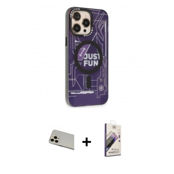 MARSİLYAN™- iPhone 13 Pro Max Kılıf Siluet Modern Koleksiyonu - Siyah Bilvis 3D Mat Cam Ekran Koruyucu + Rainbow Kamera Lens Koruma Cam - REGD