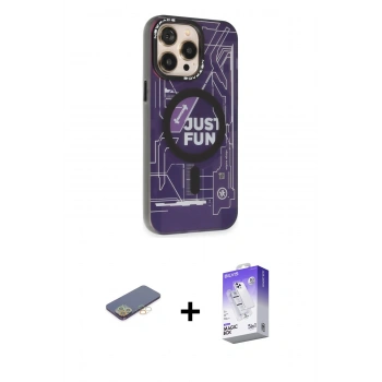MARSİLYAN™- iPhone 13 Pro Max Kılıf Siluet Modern Koleksiyonu - Siyah Bilvis 5in1 3D Magic Cam Ekran Koruyucu + Renkli Kamera Lens Koruma Cam - SI