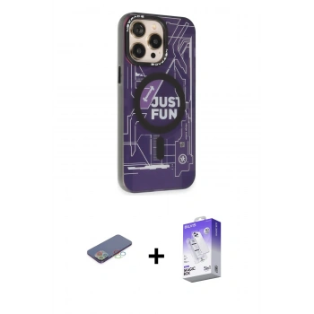 MARSİLYAN™- iPhone 13 Pro Max Kılıf Siluet Modern Koleksiyonu - Siyah Bilvis 5in1 3D Magic Cam Ekran Koruyucu + Renkli Kamera Lens Koruma Cam - MI
