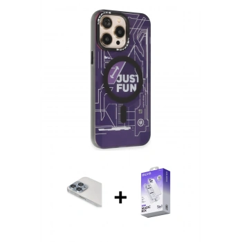 MARSİLYAN™- iPhone 13 Pro Max Kılıf Siluet Modern Koleksiyonu - Siyah Bilvis 5in1 3D Magic Cam Ekran Koruyucu + Pers Alüminyum Kamera Lens - SABE