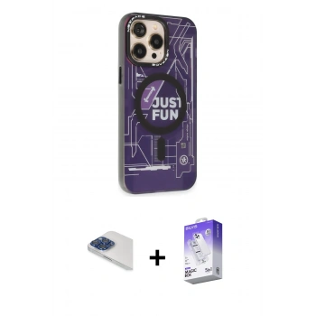 MARSİLYAN™- iPhone 13 Pro Max Kılıf Siluet Modern Koleksiyonu - Siyah Bilvis 5in1 3D Magic Cam Ekran Koruyucu + Pers Alüminyum Kamera Lens - LT