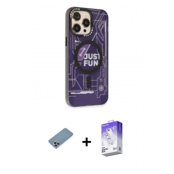 MARSİLYAN™- iPhone 13 Pro Max Kılıf Siluet Modern Koleksiyonu - Siyah Bilvis 5in1 3D Magic Cam Ekran Koruyucu + Shine Kamera Lens Koruma Cam - GI
