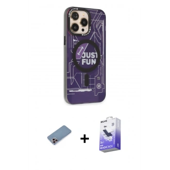 MARSİLYAN™- iPhone 13 Pro Max Kılıf Siluet Modern Koleksiyonu - Siyah Bilvis 5in1 5D Magic Hayalet Cam Ekran Koruyucu + Shine Kamera Lens Koruma Cam - PE