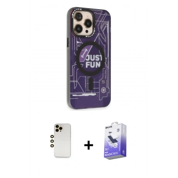 MARSİLYAN™- iPhone 13 Pro Max Kılıf Siluet Modern Koleksiyonu - Siyah Bilvis 5in1 5D Magic Hayalet Cam Ekran Koruyucu + Shine Kamera Lens - GD