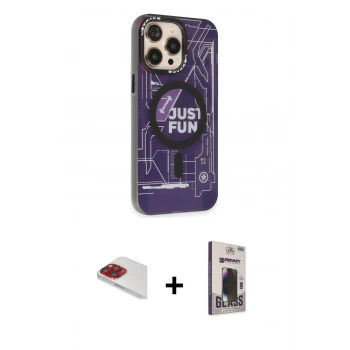 MARSİLYAN™- iPhone 13 Pro Max Kılıf Siluet Modern Koleksiyonu - Siyah Bilvis Hayalet Cam Ekran Koruyucu + Pers Alüminyum Kamera Lens - KI