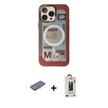 MARSİLYAN™- iPhone 13 Pro Max Kılıf Siluet Modern Koleksiyonu - Siyah Bilvis Hayalet Cam Ekran Koruyucu + Renkli Kamera Lens Koruma Cam - PE