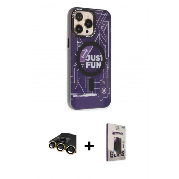 MARSİLYAN™- iPhone 13 Pro Max Kılıf Siluet Modern Koleksiyonu - Siyah Bilvis Hayalet Cam Ekran Koruyucu + Raze Metal Kamera Lens - GD