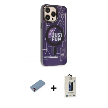 MARSİLYAN™- iPhone 13 Pro Max Kılıf Siluet Modern Koleksiyonu - Siyah Bilvis Hayalet Cam Ekran Koruyucu + Shine Kamera Lens Koruma Cam - PE