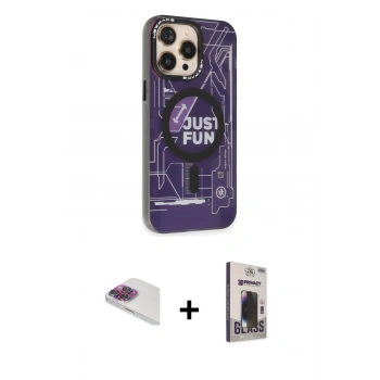 MARSİLYAN™- iPhone 13 Pro Max Kılıf Siluet Modern Koleksiyonu - Siyah Bilvis Hayalet Cam Ekran Koruyucu + Pers Alüminyum Kamera Lens - GI