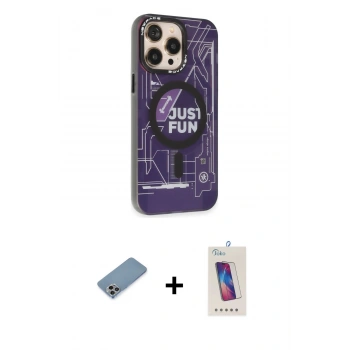 MARSİLYAN™- iPhone 13 Pro Max Kılıf Siluet Modern Koleksiyonu - Siyah Joko 5D Cam + Shine Kamera Lens Koruma Cam - GI