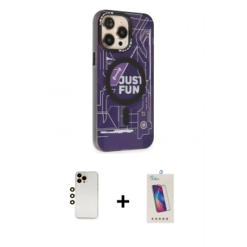 MARSİLYAN™- iPhone 13 Pro Max Kılıf Siluet Modern Koleksiyonu - Siyah Joko 5D Cam + Shine Kamera Lens - GD