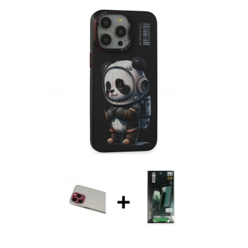 MARSİLYAN™- iPhone 13 Pro Max Kılıf Siluet Modern Özel Seri - Şeffaf 360 Full Body Arka Koruyucu + Rainbow Kamera Lens Koruma Cam - KI