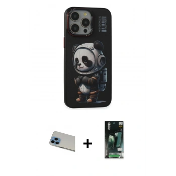 MARSİLYAN™- iPhone 13 Pro Max Kılıf Siluet Modern Özel Seri - Şeffaf 360 Full Body Arka Koruyucu + Rainbow Kamera Lens Koruma Cam - MI