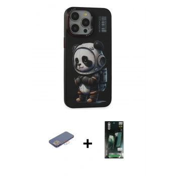 MARSİLYAN™- iPhone 13 Pro Max Kılıf Siluet Modern Özel Seri - Şeffaf 360 Full Body Arka Koruyucu + Renkli Kamera Lens Koruma Cam - PE