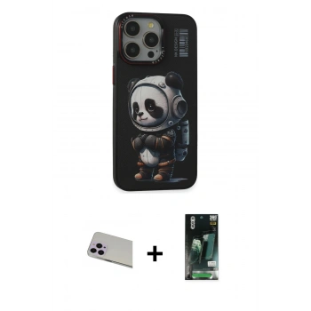 MARSİLYAN™- iPhone 13 Pro Max Kılıf Siluet Modern Özel Seri - Şeffaf 360 Full Body Arka Koruyucu + Rainbow Kamera Lens Koruma Cam - MR