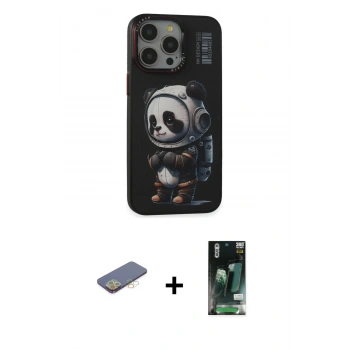 MARSİLYAN™- iPhone 13 Pro Max Kılıf Siluet Modern Özel Seri - Şeffaf 360 Full Body Arka Koruyucu + Renkli Kamera Lens Koruma Cam - SI