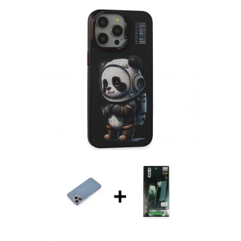 MARSİLYAN™- iPhone 13 Pro Max Kılıf Siluet Modern Özel Seri - Şeffaf 360 Full Body Arka Koruyucu + Shine Kamera Lens Koruma Cam - PE