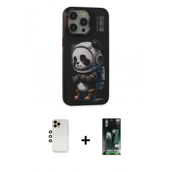 MARSİLYAN™- iPhone 13 Pro Max Kılıf Siluet Modern Özel Seri - Şeffaf 360 Full Body Arka Koruyucu + Shine Kamera Lens - GD