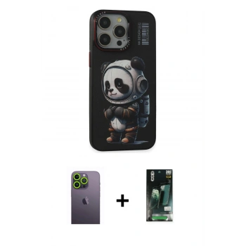 MARSİLYAN™- iPhone 13 Pro Max Kılıf Siluet Modern Özel Seri - Şeffaf 360 Full Body Arka Koruyucu + Neon Fosforlu Kamera Lens - YL