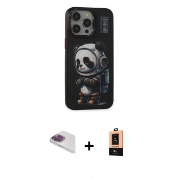 MARSİLYAN™- iPhone 13 Pro Max Kılıf Siluet Modern Özel Seri - Şeffaf Maxco Cam Ekran Koruyucu + Pers Alüminyum Kamera Lens - GI