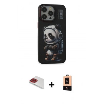 MARSİLYAN™- iPhone 13 Pro Max Kılıf Siluet Modern Özel Seri - Şeffaf Maxco Cam Ekran Koruyucu + Pers Alüminyum Kamera Lens - KI