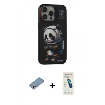 MARSİLYAN™- iPhone 13 Pro Max Kılıf Siluet Modern Özel Seri - Şeffaf Pasifik Cam Ekran Koruyucu + Shine Kamera Lens Koruma Cam - GI