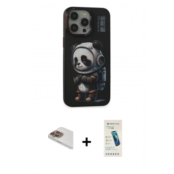 MARSİLYAN™- iPhone 13 Pro Max Kılıf Siluet Modern Özel Seri - Şeffaf Pasifik Cam Ekran Koruyucu + Pers Alüminyum Kamera Lens - GD