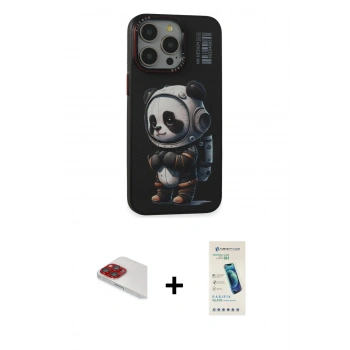 MARSİLYAN™- iPhone 13 Pro Max Kılıf Siluet Modern Özel Seri - Şeffaf Pasifik Cam Ekran Koruyucu + Pers Alüminyum Kamera Lens - KI