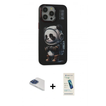 MARSİLYAN™- iPhone 13 Pro Max Kılıf Siluet Modern Özel Seri - Şeffaf Pasifik Cam Ekran Koruyucu + Pers Alüminyum Kamera Lens - LT