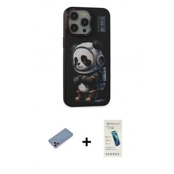 MARSİLYAN™- iPhone 13 Pro Max Kılıf Siluet Modern Özel Seri - Şeffaf Pasifik Cam Ekran Koruyucu + Shine Kamera Lens Koruma Cam - PE