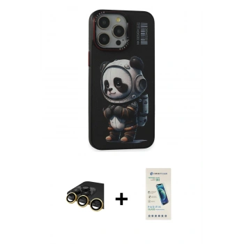 MARSİLYAN™- iPhone 13 Pro Max Kılıf Siluet Modern Özel Seri - Şeffaf Pasifik Cam Ekran Koruyucu + Raze Metal Kamera Lens - GD