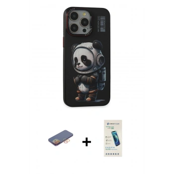 MARSİLYAN™- iPhone 13 Pro Max Kılıf Siluet Modern Özel Seri - Şeffaf Pasifik Cam Ekran Koruyucu + Renkli Kamera Lens Koruma Cam - TU