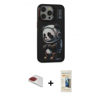 MARSİLYAN™- iPhone 13 Pro Max Kılıf Siluet Modern Özel Seri - Siyah 6D Mat Seramik Hayalet Nano Ekran Koruyucu + Pers Alüminyum Kamera Lens - KI