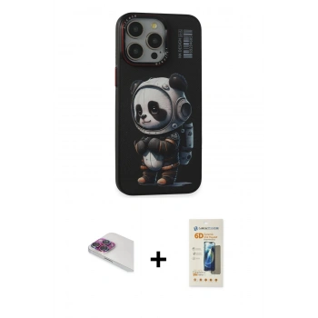 MARSİLYAN™- iPhone 13 Pro Max Kılıf Siluet Modern Özel Seri - Siyah 6D Mat Seramik Hayalet Nano Ekran Koruyucu + Pers Alüminyum Kamera Lens - GI
