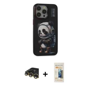 MARSİLYAN™- iPhone 13 Pro Max Kılıf Siluet Modern Özel Seri - Siyah 6D Mat Seramik Hayalet Nano Ekran Koruyucu + Raze Metal Kamera Lens - GD
