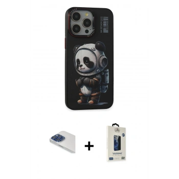 MARSİLYAN™- iPhone 13 Pro Max Kılıf Siluet Modern Özel Seri - Siyah Bilvis Hayalet Cam Ekran Koruyucu + Pers Alüminyum Kamera Lens - LT